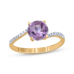 Amethyst & Diamond Bypass Ring 1/15 ct tw 10K Yellow Gold