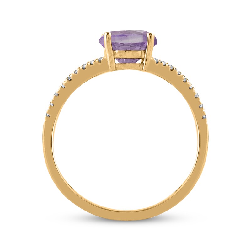 Main Image 3 of Amethyst & Diamond Bypass Ring 1/15 ct tw 10K Yellow Gold