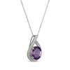 Thumbnail Image 2 of Oval-Cut Amethyst & White Lab-Created Sapphire Teardrop Necklace Sterling Silver 18&quot;