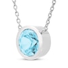 Thumbnail Image 1 of Swiss Blue Topaz Solitaire Bezel-Set Necklace Sterling Silver 18"