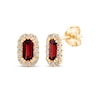 Thumbnail Image 1 of Baguette-Cut Garnet & Diamond Stud Earrings 1/8 ct tw 10K Yellow Gold