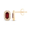 Thumbnail Image 3 of Baguette-Cut Garnet & Diamond Stud Earrings 1/8 ct tw 10K Yellow Gold