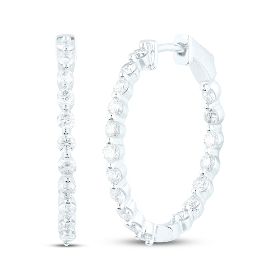 Diamond Inside-Out Hoop Earrings 1 ct tw 14K White Gold