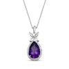 Thumbnail Image 0 of Pear-Shaped Amethyst & White Lab-Created Sapphire Necklace Sterling Silver 18"