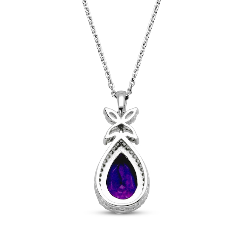 Pear-Shaped Amethyst & White Lab-Created Sapphire Necklace Sterling Silver 18"
