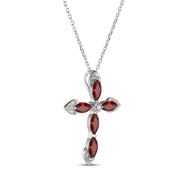 Marquise-Cut Garnet & White Lab-Created Sapphire Cross Necklace ...