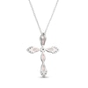 Thumbnail Image 3 of Marquise-Cut Lab-Created Opal & White Lab-Created Sapphire Cross Necklace Sterling Silver 18&quot;