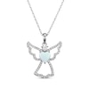 Thumbnail Image 0 of Heart-Shaped Lab-Created Opal & White Lab-Created Sapphire Angel Necklace Sterling Silver 18"