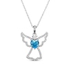 Thumbnail Image 0 of Heart-Shaped Swiss Blue Topaz & White Lab-Created Sapphire Angel Necklace Sterling Silver 18"