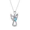Thumbnail Image 1 of Heart-Shaped Swiss Blue Topaz & White Lab-Created Sapphire Angel Necklace Sterling Silver 18"