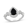 Thumbnail Image 1 of Pear-Shaped Black Onyx & White Lab-Created Sapphire Ring Sterling Silver