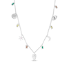 Thumbnail Image 3 of Multi Lab-Created Gemstone Charm Necklace Sterling Silver 18&quot;