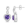 Thumbnail Image 1 of Heart-Shaped Amethyst & White Lab-Created Sapphire Infinity Drop Earrings Sterling Silver