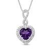 Thumbnail Image 1 of Heart-Shaped Amethyst & White Lab-Created Sapphire Infinity Drop Necklace Sterling Silver 18&quot;