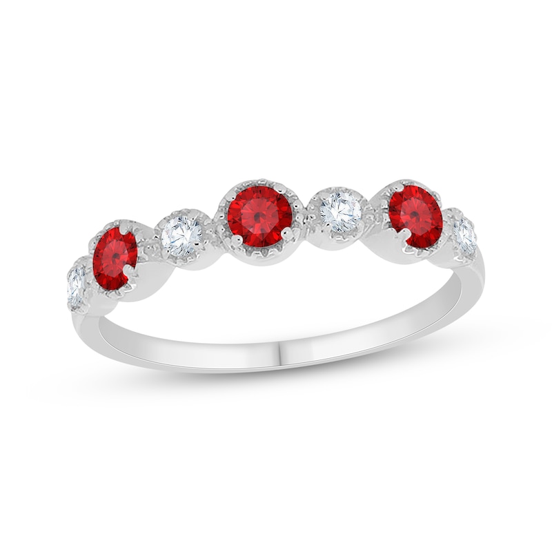 Garnet & White Lab-Created Sapphire Ring Sterling Silver | Kay Outlet