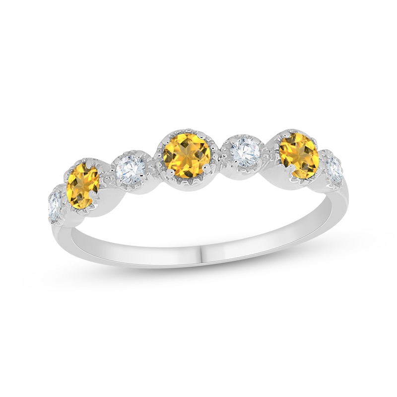 Main Image 1 of Citrine & White Lab-Created Sapphire Ring Sterling Silver