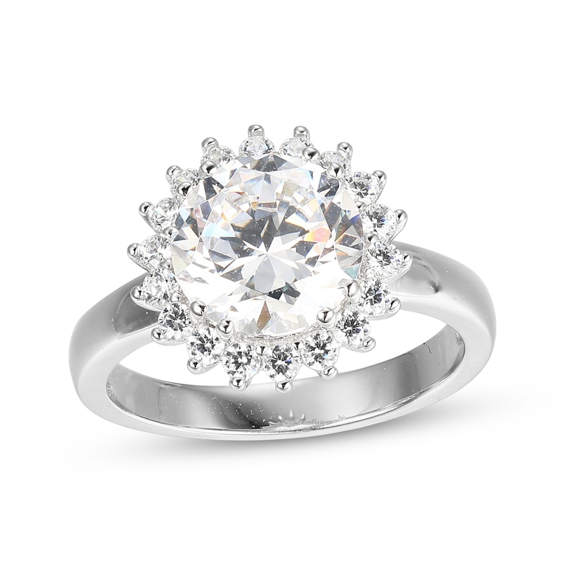 White Lab-Created Sapphire Sunburst Ring Sterling Silver | Kay Outlet