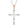 Thumbnail Image 1 of Marquise-Cut Lab-Created Opal & Diamond Cross Necklace 1/15 ct tw 10K Rose Gold 18&quot;