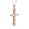 Thumbnail Image 2 of Marquise-Cut Lab-Created Opal & Diamond Cross Necklace 1/15 ct tw 10K Rose Gold 18&quot;