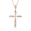 Thumbnail Image 3 of Marquise-Cut Lab-Created Opal & Diamond Cross Necklace 1/15 ct tw 10K Rose Gold 18&quot;