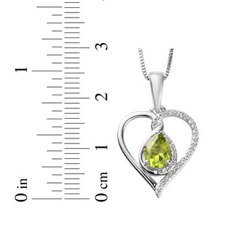 Pear-Shaped Peridot & White Lab-Created Sapphire Heart Twist Necklace ...