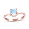 Thumbnail Image 0 of Oval-Cut Opal & Diamond Chevron Ring 1/20 ct tw 10K Rose Gold