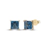 Thumbnail Image 1 of Square-Cut London Blue Topaz Solitaire Stud Earrings 10K Yellow Gold