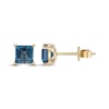 Thumbnail Image 3 of Square-Cut London Blue Topaz Solitaire Stud Earrings 10K Yellow Gold