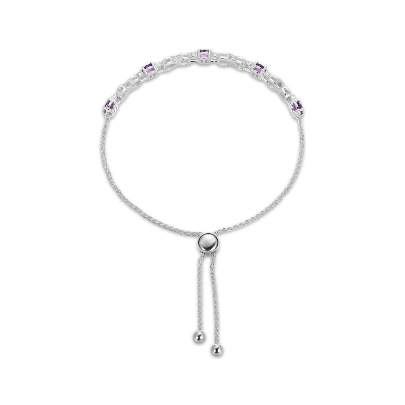 Amethyst & White Lab-Created Sapphire Infinity Bolo Bracelet Sterling Silver