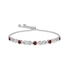 Thumbnail Image 1 of Garnet & White Lab-Created Sapphire Infinity Bolo Bracelet Sterling Silver