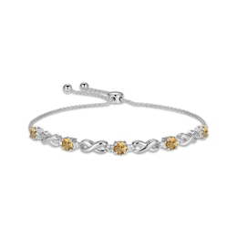 Citrine & White Lab-Created Sapphire Infinity Bolo Bracelet Sterling Silver