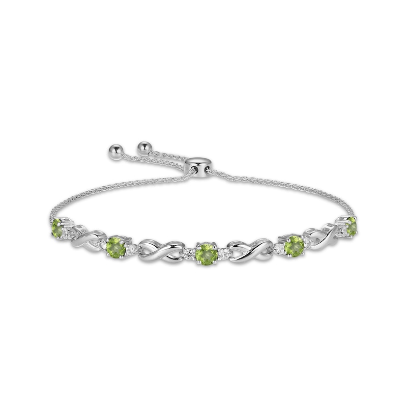 Peridot & White Lab-Created Sapphire Infinity Bolo Bracelet Sterling ...