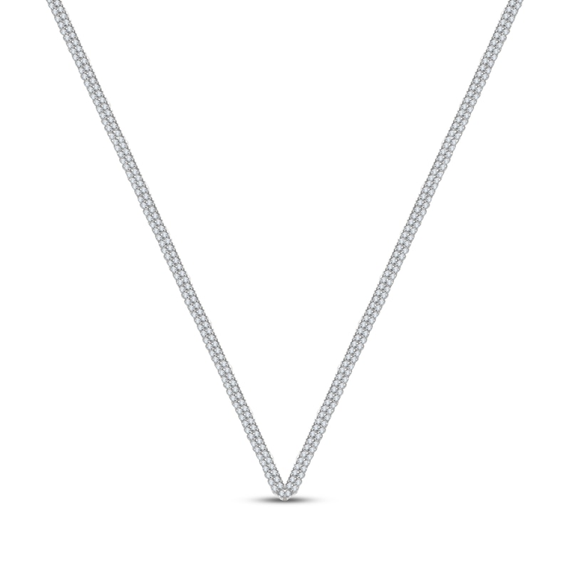 Main Image 1 of Diamond Chevron Necklace 7 ct tw 14K White Gold 16.5"