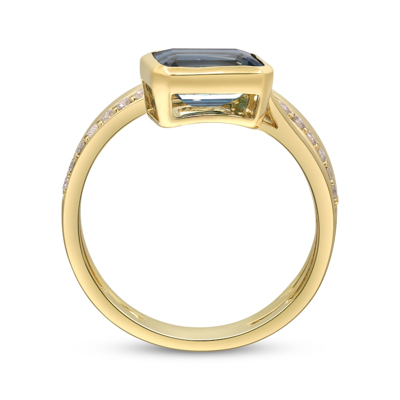 London Blue Topaz & Diamond Wraparound Ring 1/5 ct tw 10K Yellow Gold