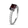 Thumbnail Image 2 of Emerald-Cut Garnet & White Lab-Created Sapphire Ring Sterling Silver