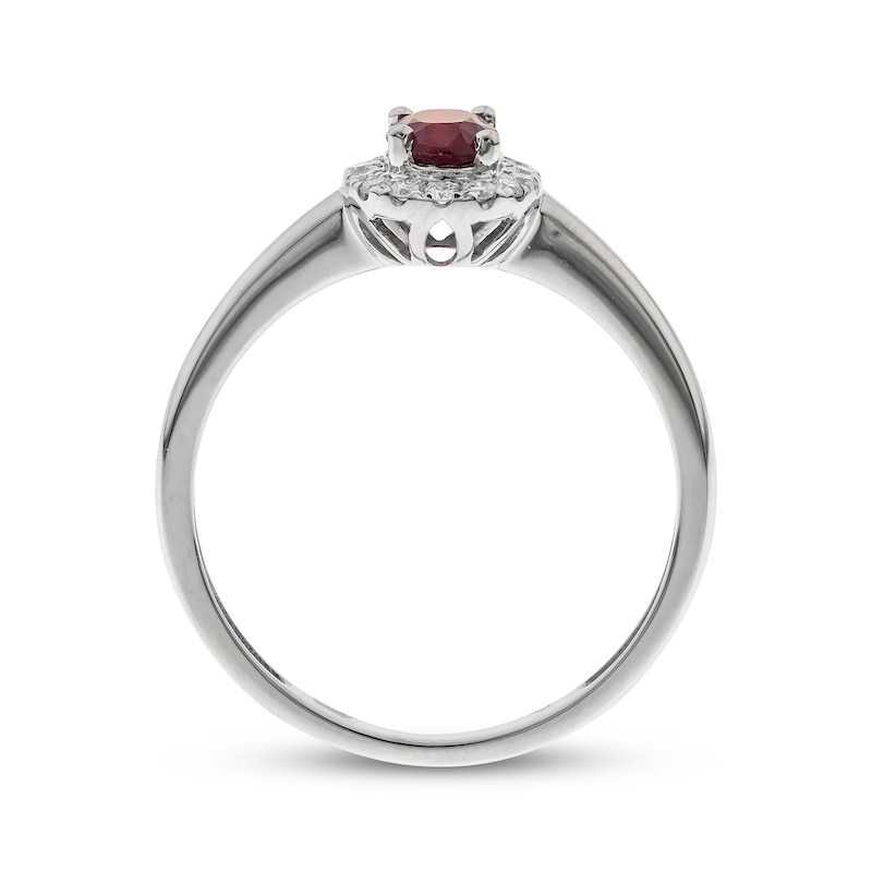 Main Image 2 of Oval-Cut Natural Ruby & Diamond Ring 1/10 ct tw 10K White Gold