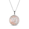Thumbnail Image 0 of White Lab-Created Sapphire & Pink Mother of Pearl "Virgo" Necklace Sterling Silver 18"
