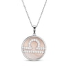 Thumbnail Image 1 of White Lab-Created Sapphire & Pink Mother of Pearl &quot;Libra&quot; Necklace Sterling Silver 18&quot;