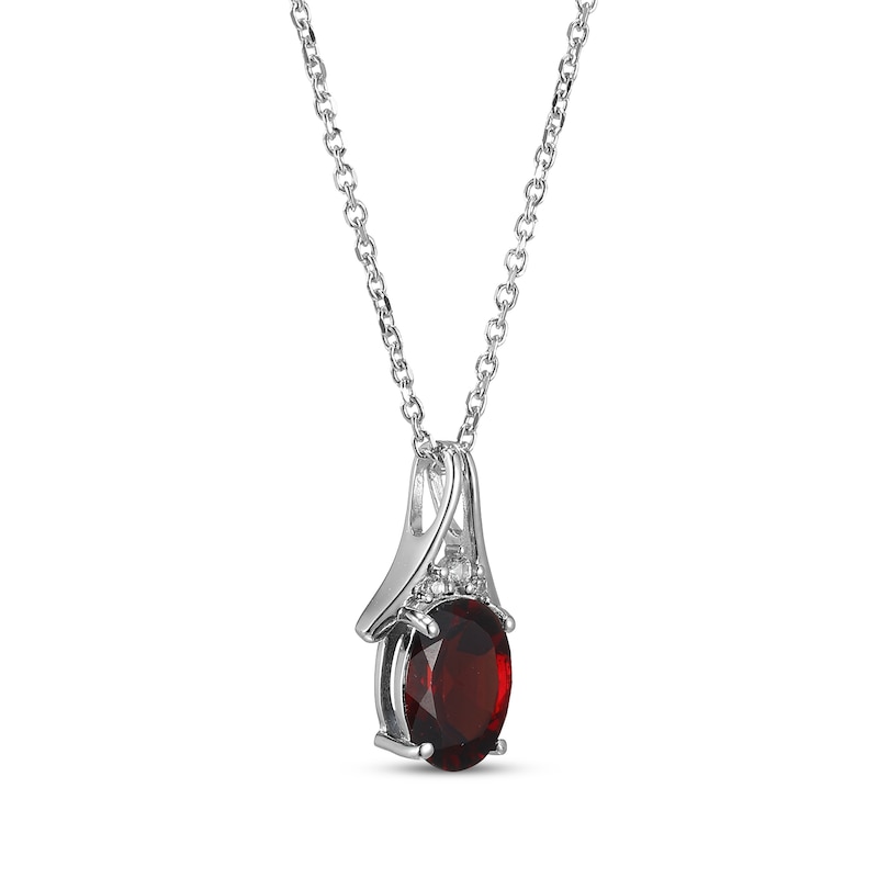 Main Image 2 of Oval-Cut Garnet & White Lab-Created Sapphire Necklace Sterling Silver 18&quot;