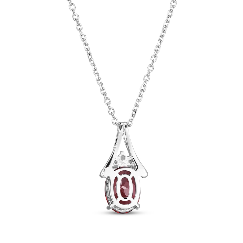 Main Image 3 of Oval-Cut Garnet & White Lab-Created Sapphire Necklace Sterling Silver 18&quot;