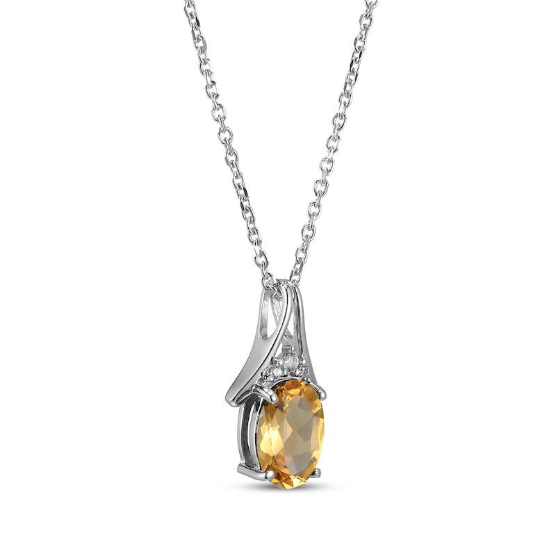 Main Image 2 of Oval-Cut Citrine & White Lab-Created Sapphire Necklace Sterling Silver 18&quot;