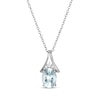 Thumbnail Image 0 of Oval-Cut Aquamarine & White Lab-Created Sapphire Necklace Sterling Silver 18"