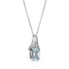 Thumbnail Image 1 of Oval-Cut Aquamarine & White Lab-Created Sapphire Necklace Sterling Silver 18"