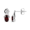 Thumbnail Image 3 of Oval-Cut Garnet & White Lab-Created Sapphire Earrings Sterling Silver