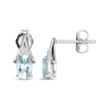 Thumbnail Image 3 of Oval-Cut Aquamarine & White Lab-Created Sapphire Earrings Sterling Silver