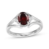 Thumbnail Image 1 of Oval-Cut Garnet & White Lab-Created Sapphire Ring Sterling Silver