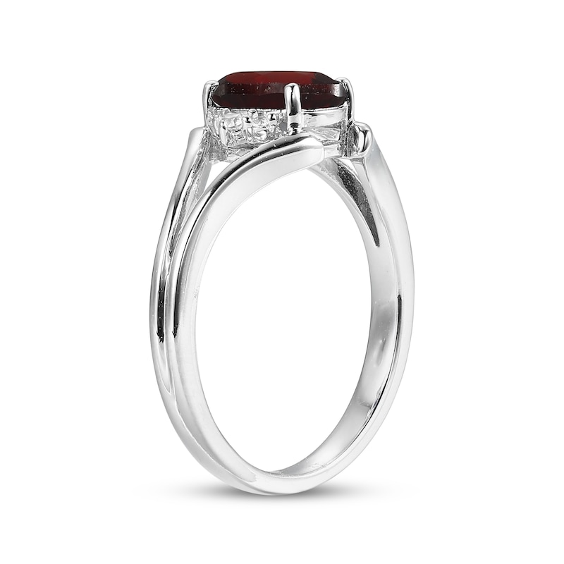 Main Image 2 of Oval-Cut Garnet & White Lab-Created Sapphire Ring Sterling Silver