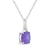 Thumbnail Image 2 of Cushion-Shaped Lavender Lab-Created Opal & White Lab-Created Sapphire Necklace Sterling Silver 18&quot;