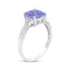 Thumbnail Image 2 of Cushion-Shaped Lavender Lab-Created Opal & White Lab-Created Sapphire Ring Sterling Silver