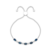 Thumbnail Image 2 of Oval-Cut London Blue Topaz & White Lab-Created Sapphire Bolo Bracelet Sterling Silver